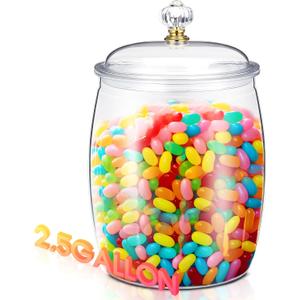 Nuogo 2.5 Gallon/320 oz Large Candy & Cookie Jar with Lid Plastic Apothecary Jars Large Food Storage Container Unbreakable Kitchen Storage for Cookie, Candy, Snack and Dried Foods DIY Gift