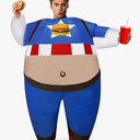 Camlinbo Chunky Chubby Super Heroes Inflatable Costume, Halloween Funny Full Body Inflatable Heroes Costume for Men,Adult Blow Up Fat Suit for Dress Up Parties
