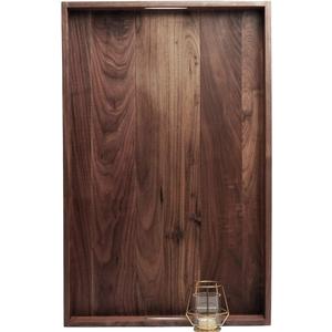 28 x 18 Inches Extra Large Rectangle Black Walnut Wood Ottoman Tray with Handles, Serve Tea, Coffee or Breakfast in Bed, Classic Wooden Decorative Serving Tray