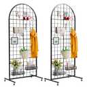 VGMiu Grid Wall Panel 2PCS Display Stand 2' x 5.2' FT Black Grid Wall Panels Movable Retail Display Racks Floorstanding Gridwall Heavy Duty with Wheel for Art Craft Photo Displays Fair Trade Show