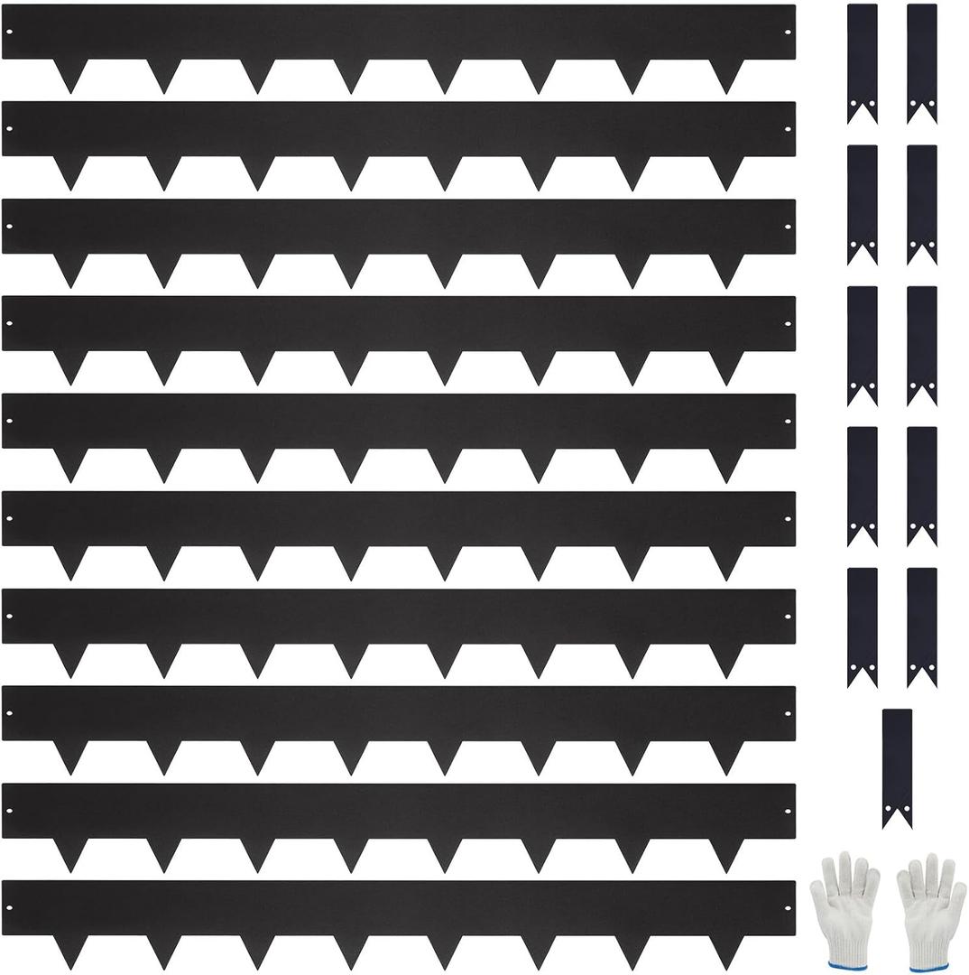 10-Pack Galvanized Steel Landscape Lawn Edging - 6.5 inch Height Black Powder Coated Bendable Metal Strips - Hammer-in Edge Border - Yard Pathway Divider 40 inch Each(33Ft Total), #LYLB65BK-US