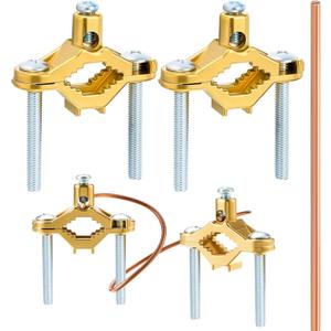 6 Pcs Ground Clamp Kit Includes 4 Pcs 1/2"-1" Pipe Clamp Conduit Fitting, 2 Pieces 17.7 Inch Copper Rods, Water Heater Bonding Kit, Copper Alloy Wire, for Bonding Ground Wire to Water Pipe or Steel