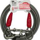Petest 25ft Tie-Out Cable with Crimp Cover for Super Dogs Up to 250 Pounds (Red & Cool Grey)