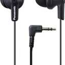 Panasonic ErgoFit Wired Earbuds, 3.5mm Jack In-Ear Headphones with Dynamic Crystal-Clear Sound and Soft Ergonomic Custom-Fit Earpieces (S/M/L), for Phones and Laptops - RP-HJE120-KA (Matte Black)