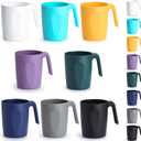 Berglander Plastic Coffee Mugs Set of 8, Mutil Color Plastic Cups with Handles 15oz, Reusable Water Cup, Easy to Carry, Great for Home, Garden, Picnic, Camping, Outdoor