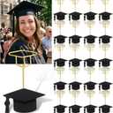 20 Pcs Graduation Cap Photo Holders, Class of 2026 Table Number Card Stands with Wooden Base, Wire Place Card Picture Display for Grad Party Centerpieces Decorations