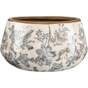 Ninehaoou 7.8 Inch Large Vintage Ceramic Planter Ice Crack Glaze Gray Lily Floral Flower Pot with Drainage Hole Rustic Decorative Plant Pots Gifts for Home Kitchen Office Indoor Outdoor Plants