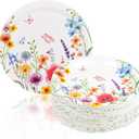 50pcs Wildflower Paper Plates, 7 Inch Disposable Wild Floral Party Plates for Spring Birthday Wedding Bridal Baby Shower Tea Party Decoration Supply