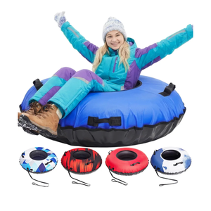 AirsFish 2 Packs Snow Tube Inflatable (450 lbs Capacity)  Heavy Duty 0.75mm FreezeResistant PVC with Reinforced Tow Leash & Deep Cushioned Seat  Winter Outdoor Sled