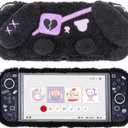 GeekShare Protective Case for Switch OLED Model Plush Rabbit Protective Shell for Switch OLED Console and Joy-Con Only - Hard & Anti-Scratch - Dark Plush Bunny