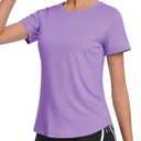 MAGCOMSEN Workout Tops for Women UPF 80+ Short Sleeve Activewear Swim Hiking UV Protection Quick Dry T-Shirts Purple XXL (Purple, XXL)