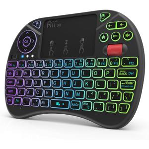 Rii X8 Mini Keyboard,2.4GHz Portable Wireless Keyboard with Touchpad Mouse,RGB Backlit,Rechargeable Battery for Android TV Box/Mac/PC/Nvidia Shield