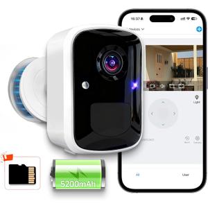 Goalake Wireless Security Camera for Home, 3MP Battery Powered Outdoor/Indoor WiFi Camera with AI Motion Detection, 2-Way Talk, Spotlight Siren, IP65, Cloud/Up to 256G SD Storage(Pre-Inserted SD Card)