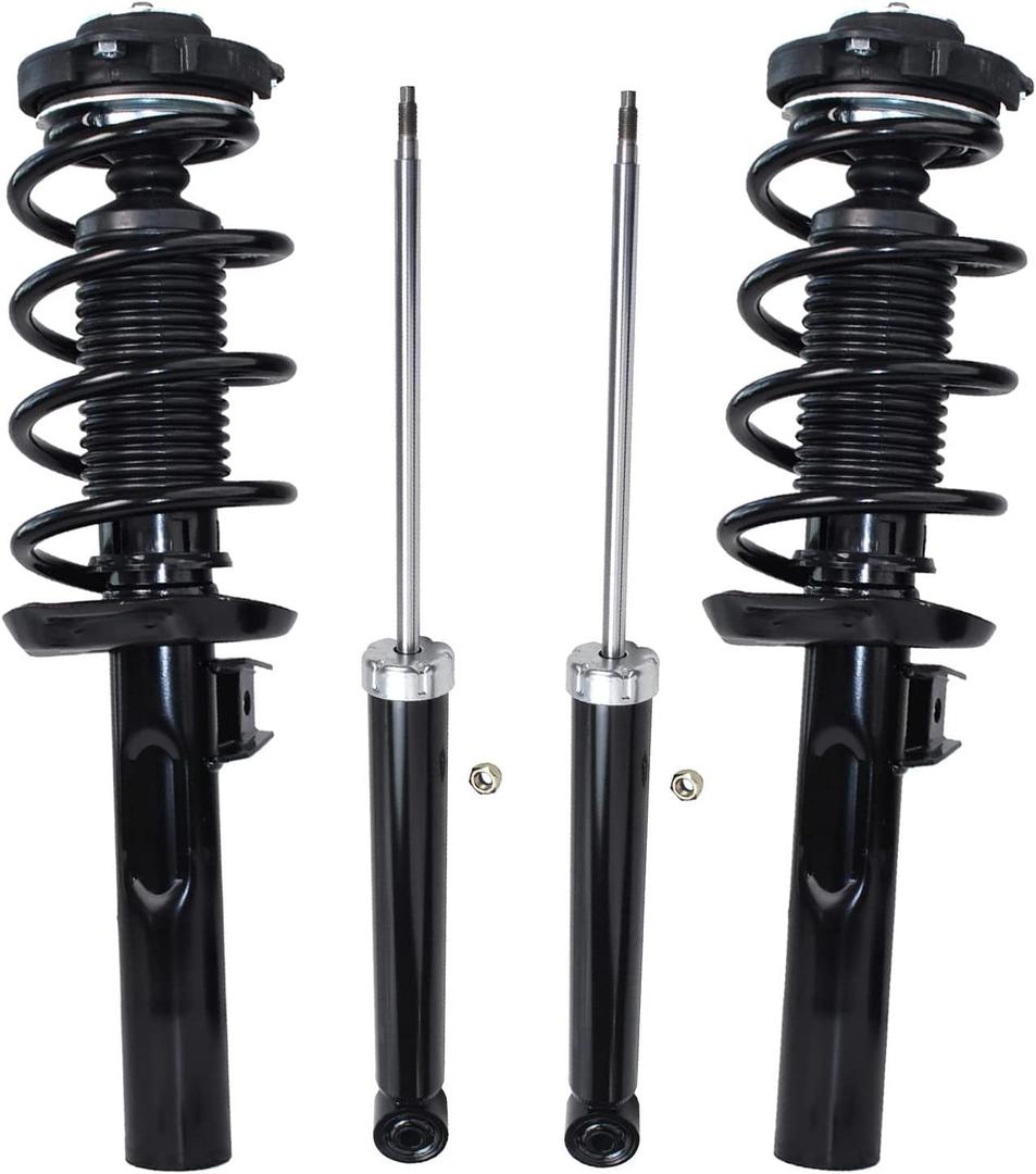 Detroit Axle - Struts Shocks for VW Golf CC Jetta Passat Rabbit Audi A3 Complete 2 Front Struts with Coil Spring 2 Rear Shock Absorbers Replacement Ready Strut