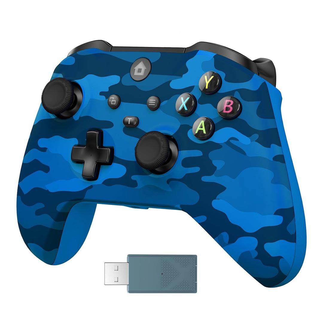 IWGAME Wireless Controller for X-BOX, Gaming Controller Support Turbo/3.5MM Audio Jack/Dual Vibration, Controller Compatible with X-BOX One/ One S/X, X-BOX Series S/X, PC, IOS, Android Platforms,with 2.4g Adapter(Blue Camo)