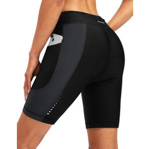Bikewa Women's 4D Padded Bike Shorts Cycling Riding Road Biking Bicycle Cycle Shorts for Women Zipper Pockets, Large