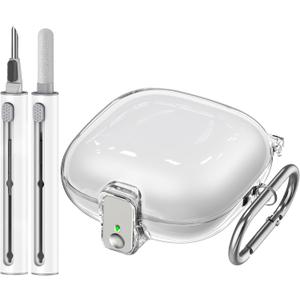 with Safety Lock for Beats Fit Pro Case Cover,Cleaner Kit for Beats Fit Pro,Accessories with Anti-Lost Keychain/Silicone Wrist Strap(Clear) | with Safety Lock, Silicone Wrist Strap, Clear (A1-Clear+Bi)