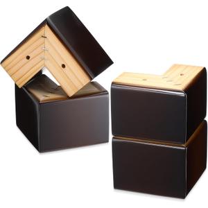Geelin 8 Pack 3 Inch Wood Furniture Risers L-Shaped Bed Riser, Walnut Color