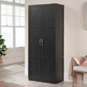Sauder Tall Storage Cabinet, Black, 4 Adjustable Shelves, Multi-Room Use, L: 29.69" x W: 16.34" x H: 71.10"
