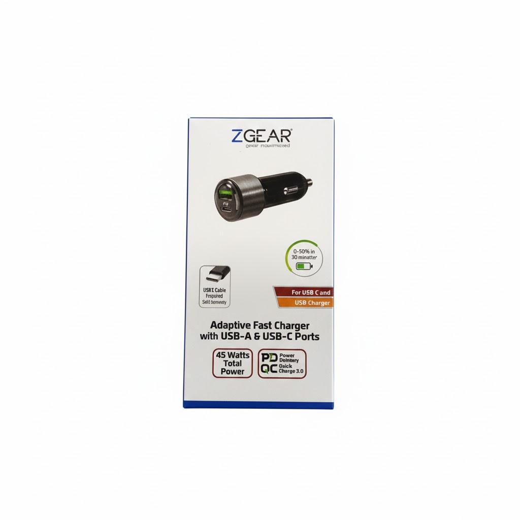 ZGEAR USB C CAR CHARGER W/USB A QC 3.0