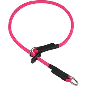 Martingale Dog Collar, 5/16 High-Strength Nylon Rope Slip Collar with Spring-Loaded Adjustable Stopper for Small, Medium & Large Dogs(Pink, 22 inch)