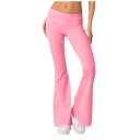 JJJ Fashion Women's Cotton Flare Yoga Pants Fold Over Waistband - Made in USA, M