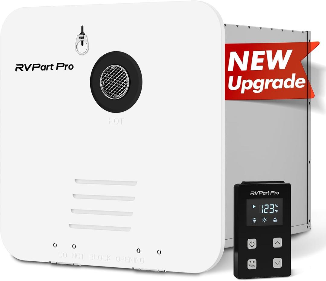 RV Tankless Water Heater Propane Gas,RVPart Pro, with 15"x15" White Door and Remote Controller, DC 12V, 724 Technical Support, High Altitude, Easy Installation, Compatible with All RVs,GT60,White
