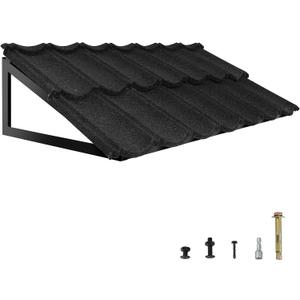 Metal Awning 52" x 31", Fixed Metal Window Awning for Door Entrance with Triangle Steel Frame, Front Door Awnings Canopy Exterior Weather Resistant for Balcony, Window, Porch, Patio, Rain Protection