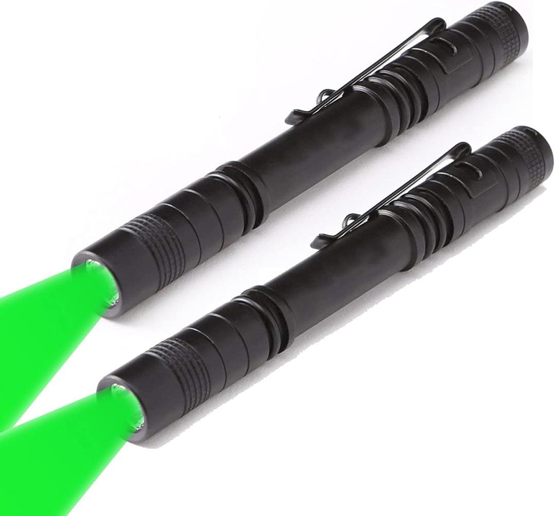 WONDSUNSON 2 x Green Light Pen Type Penlight Flashlight One Mode Green Light LED Torch for Camping Hiking Fishing Hunting Animal Protecting Night Vision