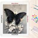 Butterfly Paint by Numbers Kit for Adults - DIY Black Butterfly on White Flowers Painting on Canvas 16x20In, Acrylic Paint Set, Suitable for Beginners, Art for Home Decoration or Gifts