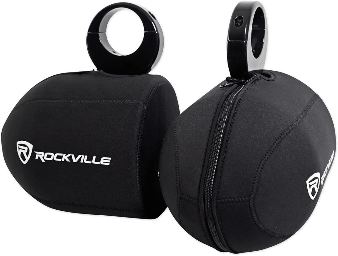 Rockville RWBC 6.5" Neoprene Marine Wakeboard Tower Speaker Covers (2), Water-Resistant, Durable Stitching, Snug Fit for Boating and Outdoor Adventures