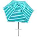 AMMSUN 8ft Large Beach Umbrellas for Sand Heavy Huty Wind Portable Commercial Grade Patio Beach Umbrella with Sand Anchor Adjustable Height Air Vent UPF 50+ Telescoping Pole without Tilt Teal White