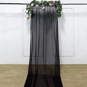 Premium Chiffon Sheer Backdrop Curtain Window Drape Panel  (Black)  4.75 x 10' ft