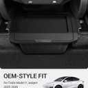 BASENOR Tesla Model Y Juniper Rear Center Console Organizer, TPE Dustproof Trash Can with Anti-Slip Lid, Garbage Bin Backseat Storage Box for 2025 2026 Model Y