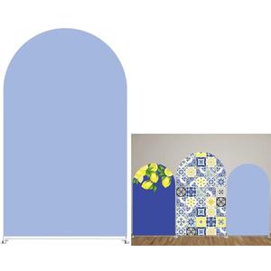 Light Baby Blue Solid Arch Backdrop Covers for Positano Parties Arched Stand Stretchy Fabric Cover Porcelain Boys Birthday Party Decors(4x7.2ft) (GX-1176)