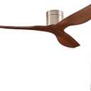 52-Inch Ceiling Fan Without Light, Modern Low-Profile Flush Mount Fan with Remote, 6-Speed Reversible Quiet DC Motor,for Balcony, Living Room, Bedroom (No Light) (Brown+Brushed Nickel)