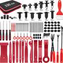 GOOACC 330Pcs Trim Removal Tool, Auto Push Pin Bumper Retainer Clip Set Fastener Terminal Remover Tool Adhesive Cable Clips Pry Kit Car Panel Radio Removal Auto Clip Pliers, Red