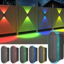 Ellasay Solar Fence Lights Backyark: 6-Pack Fence Lights Solar Powered 8 WRGB Color Modes - Up & Down Waterproof Solar Wall Lights for Outdoor/Yard/Poolside/Porch/Patio/Railing