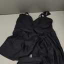 ZAFUL Womens Tankini Swimsuits Two Piece Bathing Suits Flowy Ruffle Swimwear with Shorts (Small, Black)