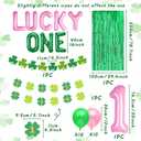 JeVenis St Patricks Day First Birthday Decorations Girls Lucky One Birthday Party Decoration Lucky Irish First Birthday Supplies Lucky Balloon Letters Clover Balloons (Pink)