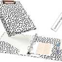 EYROZILL A5 Binder 1 Inch 3 Ring for 5.5" x 8.5" Paper with Clipboard and Pocket, Mini Binders for School Office Supplies and Home, Polka Dots
