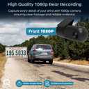 1080p Dash Cam Front and Rear, Night Vision, Loop Recording, WDR, Dash Camera for Cars