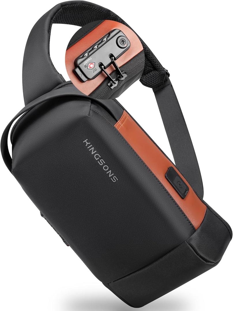 Kingsons Crossbody Bag for Men & Women Small Crossbody Casual Travel Tiny Sport Hiking Cycling Day Bag, Black, Tsa Lock Bag