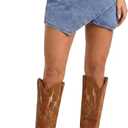 luvamia Jean Skorts for Woman High Waisted Pull On Stretchy Denim Wrap Skirt with Shorts Trendy Asymmetrical Skort, XL