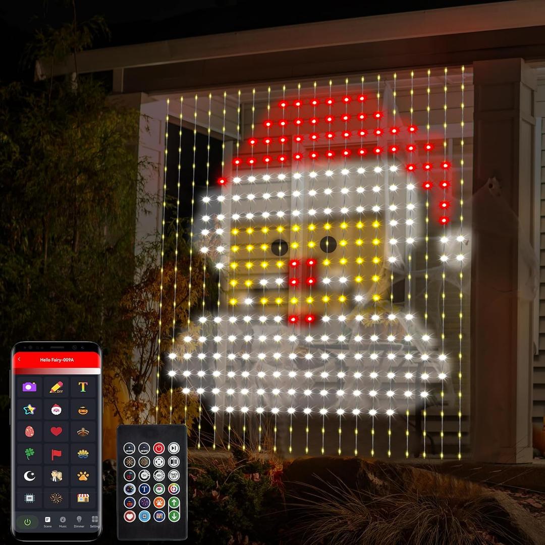 Smart Curtain Lights Plug in, 400 LED Curtain Fairy Lights 6.6Ft x 6.6Ft with App & Remote, Music Sync Programmable Window Hanging Light Dynamic DIY for Indoor Outdoor Backdrop Wall Decor