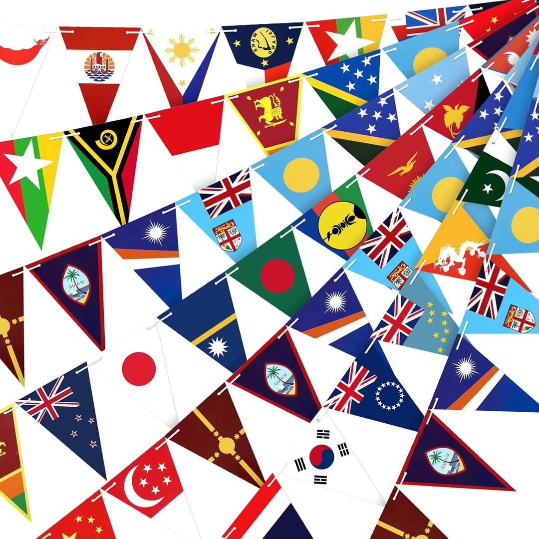 FuWeave 105 Pcs Hispanic Heritage Month Flags 21 Countries Flags Banner Latin America Banners Latin America Paper Garland Triangular for Classroom Decor