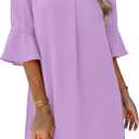RUMIA Shift Dress for Women V Neck Ruffle Sleeve Loose Summer Office Work Casual Dress Small