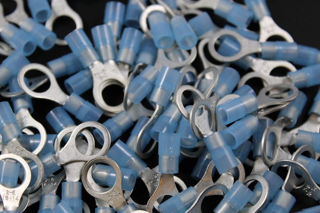 14-16 Gauge Nylon Ring 5/16 Blue 100 PK Crimp Terminal AWG GA Connector CAR
