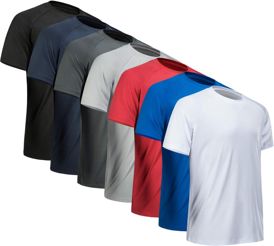 Workout Shirts for Men Short Sleeve Quick Dry Athletic Gym Active T Shirt Moisture Wicking, XL