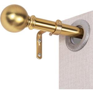 Golde Curtain Rods for Windows 18 to 45 inches,1 Inch Modern Metal Drapery Rods,Adjustable Heavy Duty Curtain Pole with Round Finials(18"-45"Warm Golden)